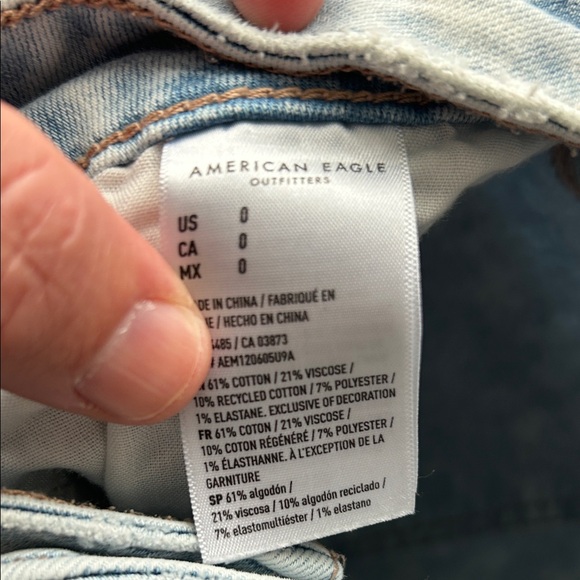 American Eagle Outfitters Women's Distressed Denim Shorts - Blue and Light Blue - Picture 4 of 7